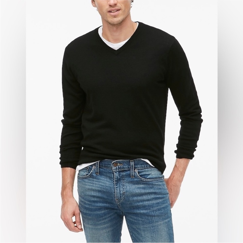 J Crew Factory Machine-washable merino wool-blend V-neck sweater